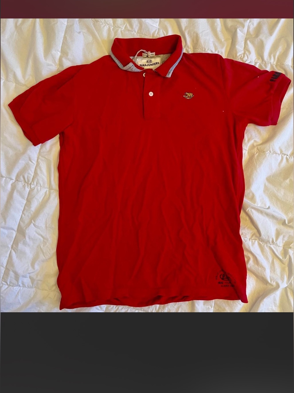 Parajumpers Red Polo Shirt with Contrasting Collar